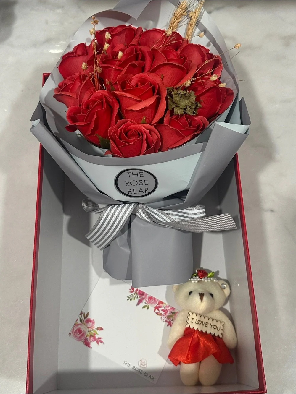 Silk Rose Bouquet Gift Set - your choice Red or Pink